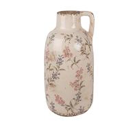 Clayre & Eef Décoration Pichet Ø 13x25 cm Beige Rose Céramique Fleurs Verseuse