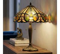 Clayre&Eef Lampe de table Tiffany 5299, multicolore, Salon / Salle à manger, Verre, Tiffany, Lampe à poser