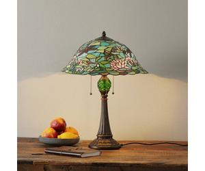 Clayre&Eef Lampe de table Tiffany Waterlily, multicolore, Salon / Salle à manger, Verre, Tiffany, Lampe à poser