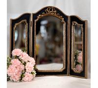 Clayre & Eef Miroir 3 En Noir Or Baroque Style Antique À Poser 33 X 37Cm