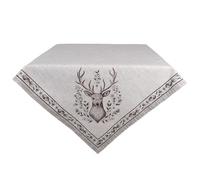 Clayre & Eef Nappe en coton beige motif cerf 100 x 100 cm