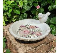 Clayre & Eef Oiseau Vogelfutterschale Assiette Décoration Roses Céramique