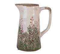 Clayre & Eef Pichet décoratif 16 x 11 x 20 cm - Beige - Fleurs en céramique