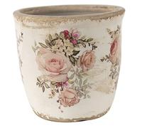 Clayre & Eef Pot de Fleur Rose céramique Beige 13x14x14cm