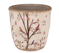 Clayre & Eef Pot de Fleurs d'intérieur Beige et Marron en céramique Motifs Branches 16x16cm