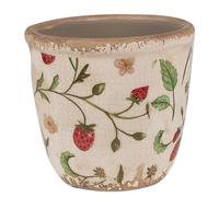 Clayre & Eef Pot de Fleurs Fraise Beige Rouge céramique 11x11x10cm