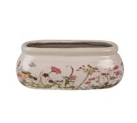 Clayre & Eef Pot de Fleurs Ovale Beige céramique 18x8x7cm