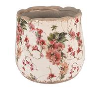 Clayre & Eef Pot de Fleurs Rose Beige céramique 18x18x16cm