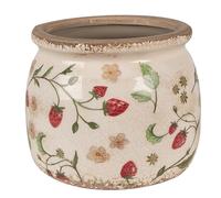 Clayre & Eef Pot de Fleurs Strawberry Beige Rouge céramique 16x16x13cm