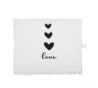Clayre & Eef Serviette d'invité 40x66 cm Coton Blanc Cœurs