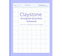 CLAYSTONE Archigraph Quad Rule Notebook: Graph Paper Pad with Engineering Headers, 8.5 x 11 Large Blue Grid Journal for Architecture, Drafting, and Technical Drawing