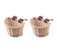 ClAZTyict 2X Paniers de Vélo en Rotin Vintage pour Enfants Panier de Scooter de Vélo Panier de Vélo pour Enfants, XS (Couleur Bois)