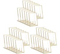 ClAZTyict 36 Pièces Cadre Doré Acrylique Porte-Affiche Mariage Table Numéro Titulaire Incliné Menu Double Face Support, 4X6 Pouces Vertical