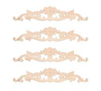 ClAZTyict 4 PièCes en Bois Sculpté Onlay Appliques Sculpture sur Bois DéCalcomanie Non Peint DéCoration de Meubles pour Porte Armoire DéCoration