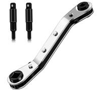 ClAZTyict Clé à Cliquet pour Valve de Climatiseur avec 2 Adaptateurs à Embouts Hexagonaux, Comme Illustré, Clé HVAC, Clé de Service HVAC, Outils pour Outils de Réfrigération
