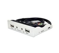 ClAZTyict Concentrateur USB 2.0 Adaptateur de Panneau PC HD Audio Jack pour Écouteurs 3,5 mm Rack de Panneau Blanc Argent