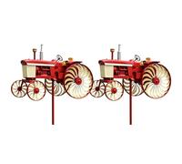 CLBDRESS Moulins à Vent d'Extérieur, Moulin à Vent Tracteur Rouge avec Roues Rotatives, Sculpture de Jardin Unique pour Patio, Jardin, Cadeau pour Amis, Famille