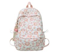 CLBDRESS Sac à dos en nylon à fleurs pour femme léger avec pendentif | Sac à dos de cartables de grande capacité pour les étudiants du collège et du lycée pour un usage quotidien