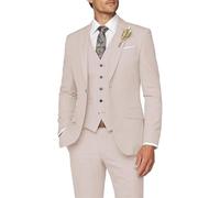 CLcaojun Costume 3 pièces pour homme - Coupe ajustée - Costume classique à un bouton - Pour mariage, bal de fin d'année, dîner, nude, XXS