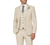CLcaojun Costume 3 pièces pour homme - Coupe ajustée - Costume classique à un bouton - Pour mariage, bal de fin d'année, dîner, beige, 5XL