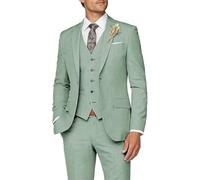 CLcaojun Costume 3 pièces pour homme - Coupe ajustée - Costume classique à un bouton - Pour mariage, bal de fin d'année, dîner, Vert eucalyptus, L
