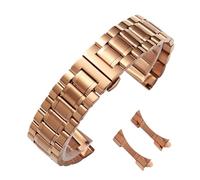 CLCLGOKKOH Bracelet de montre de style lien à interface incurvée, durable, réglable, compatible avec les pattes standard(Rose Gold,22mm)