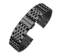 CLCLGOKKOH Men's steel watch strap with stainless double-press folding clasp and flat arc interface(A,18mm)