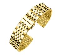 CLCLGOKKOH Men's steel watch strap with stainless double-press folding clasp and flat arc interface(C,14mm)