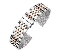 CLCLGOKKOH Men's steel watch strap with stainless double-press folding clasp and flat arc interface(D,24mm)