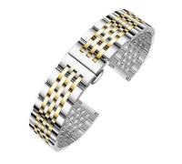 CLCLGOKKOH Men's steel watch strap with stainless double-press folding clasp and flat arc interface(E,20mm)