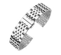 CLCLGOKKOH Men's steel watch strap with stainless double-press folding clasp and flat arc interface(F,14mm)