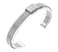 CLCLGOKKOH Thick Line Double Buckle Watch Strap Stainless Steel Universal Metal Bracelet 8mm-24mm(A,15mm)
