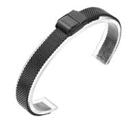 CLCLGOKKOH Thick Line Double Buckle Watch Strap Stainless Steel Universal Metal Bracelet 8mm-24mm(D,10mm)