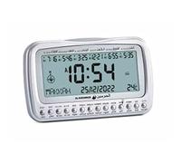 Clcok Horloge de table avec alarme de prière islamique Azan Athan rétroéclairée Adhan Affichage de la température Bla Direction Horloge de table Cadeau Doré/noir/argenté