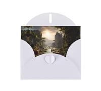 CLDBMD Carte de vœux blanche imprimée montagnes et rivières, parfaite pour la Saint-Valentin, un anniversaire de mariage et des invitations de fête