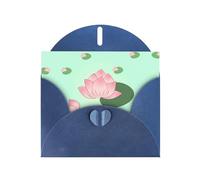 CLDBMD Carte de vœux bleue avec fleurs de lotus qui attendent de fleurir - Parfait pour la Saint-Valentin, un anniversaire de mariage et des invitations de fête