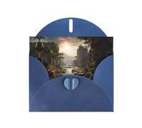 CLDBMD Carte de vœux bleue imprimée montagnes et rivières, parfaite pour la Saint-Valentin, un anniversaire de mariage et des invitations de fête