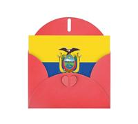 CLDBMD Carte de vœux rouge avec drapeau de l'Équateur - Parfaite pour la Saint-Valentin, un anniversaire de mariage et des invitations de fête