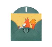 CLDBMD Carte de vœux vert foncé avec imprimé graines de tournesol et renards, parfaite pour la Saint-Valentin, un anniversaire de mariage et des invitations de fête