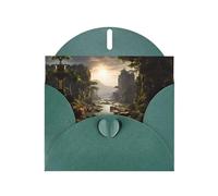 CLDBMD Carte de vœux vert foncé avec imprimé montagnes et rivières, parfaite pour la Saint-Valentin, un anniversaire de mariage et des invitations de fête