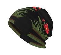 CLDBMD Little Red Flowers Under The Sun Bonnet tricoté tendance pour adulte - Doux, confortable et respirant