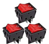 CLDIY DPST Lot de 3 interrupteurs à bascule à 4 broches 2 positions marche/arrêt Rouge AC 16 A/125 V 16 A/250 V