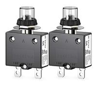 CLDIY Lot de 2 Disjoncteurs Thermiques Série 98 5A 125/250VAC Bouton poussoir Réinitialisation pour Disjoncteur avec Bornes à Connexion Rapide et Couvercle de Bouton Étanche 32VDC