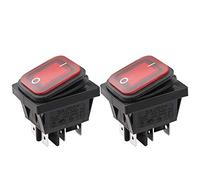 CLDIY Lot de 2 interrupteurs à bascule DPST 6 terminaux 2 positions ON/Off Snap étanche pour bateau Lumière rouge AC 16 A 125 V/250 V pour tapis de course, cafetière