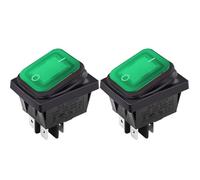 CLDIY Lot de 2 interrupteurs à bascule DPST étanches pour bateau avec voyant vert 4 terminaux 2 positions ON/OUS AC 16 A / 250 V 20 A / 125 V