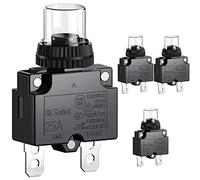 CLDIY Lot de 4 interrupteurs de puissance 25 A avec protection contre la surcharge thermique 88 Series Push Button Reset manuel avec bornes de connexion rapide et capuchon étanche 32 V DC ou 125