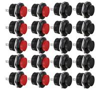 CLDIY SPST Lot de 20 mini interrupteurs à bouton-poussoir ronds AC250 V / 3 A AC125 V / 6 A sans verrouillage Rouge Noir