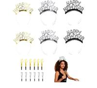 CLDURHGE 6 pièces accessoires Nouvel An serre-tête fête Réveillon avec 10 sifflets 20 décorations, bandeau de Nouvel An adulte enfant soirée maison événement festif décoration Noël 2026
