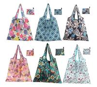 CLDURHGE Ensemble de Sacs à Provisions 6 Pièces, Sac Pliable, Sac à Provisions Réutilisable, Style Vintage élégant, Adapté à un Usage Quotidien, Aux Voyages Noir