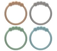 CLDY Anneau de dentition pour bébé, 4 pcs jouet De Dentition Pour Bébé Ensemble Anneaux De Dentition Doux Sans Bpa Pour Garçons et Filles de 3 mois et plus (Marron + Gris + Vert + Bleu)